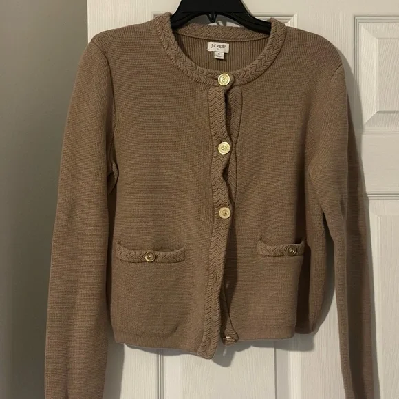 J Crew Women's Tan Cardigan Sweater - Picture 2 of 2